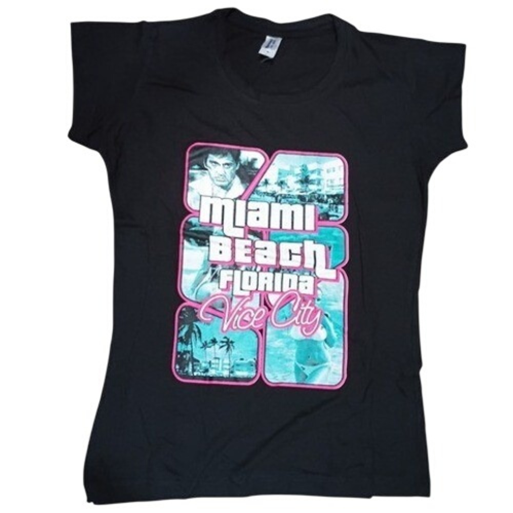 Scarface x GTA Miami Beach Florida Vice City Black T-Shirt Size Medium